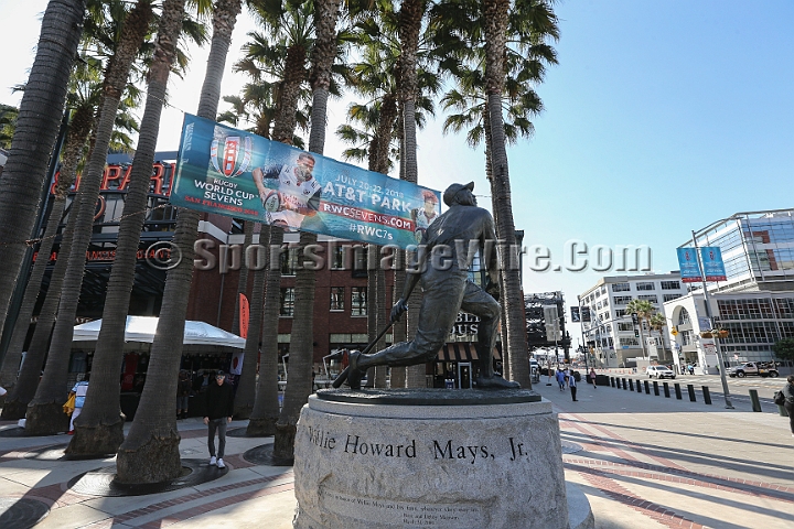 2018RugbySevensSat-02.JPG - General view Willie Mays Plaza at the 2018 Rugby World Cup Sevens, Saturday, July 21, 2018, at AT&T Park, San Francisco. (Spencer Allen/IOS via AP)